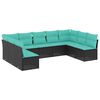 vidaXL Conjunto de sof&aacute; de jardim de 9 pe&ccedil;as com almofadas em rattan sint&eacute;tico preto