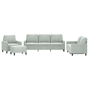 vidaXL 4 pcs conjunto de sof&aacute;s com almofad&otilde;es veludo cinzento-claro