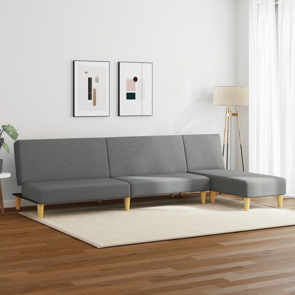 vidaXL 2 pcs conjunto de sofás tecido cinzento-escuro