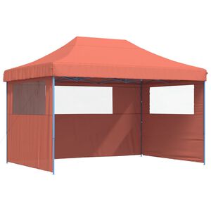 vidaXL Tenda p/ festas pop-up dobr&aacute;vel 3 paredes laterais terracotta
