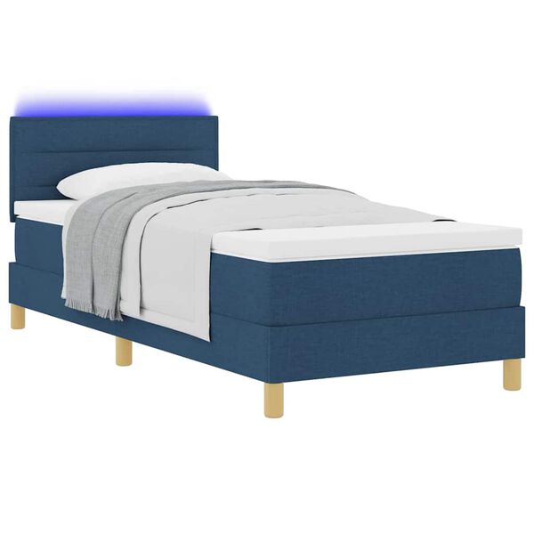vidaXL Cama Box Spring LED com colch&atilde;o Azul 100 x 200 cm tecido