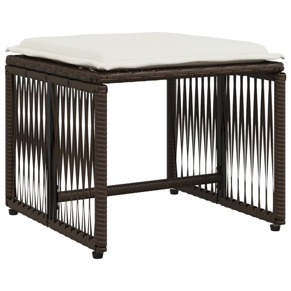 vidaXL 7 pcs conjunto jantar p/ jardim c/ almofad&otilde;es vime PE castanho