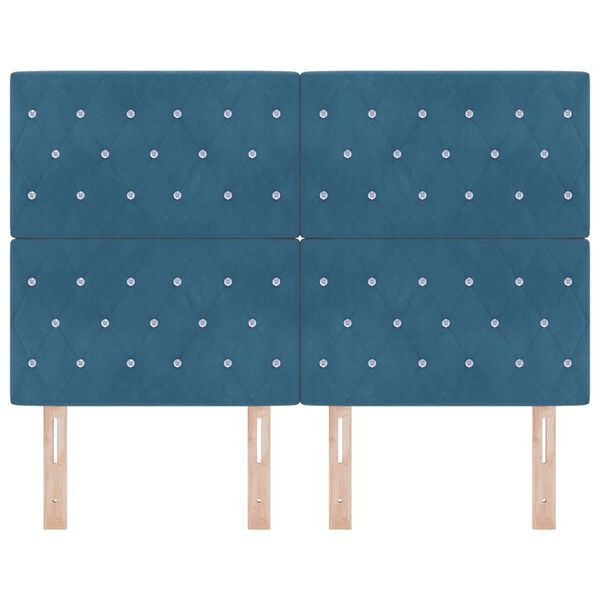 vidaXL Cabeceira com cabeceira Azul Escuro 144 cm Couro Sint&eacute;tico