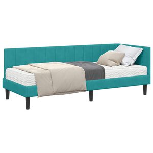 vidaXL Estrutura de Cama de Canto com Colch&atilde;o 2 unid. Turquesa