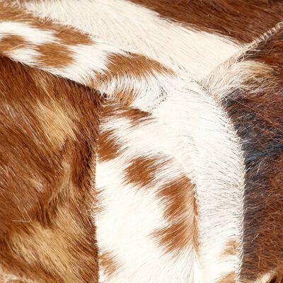 vidaXL Banco 110 cm retalhos de couro de cabra genuíno castanho
