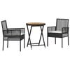 vidaXL Conjunto Bistro de Jardim 3 unid. Preto vime PE
