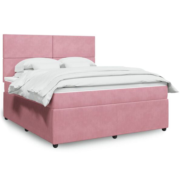 vidaXL Cama com molas/colch&atilde;o 180x200 cm veludo rosa