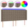 vidaXL Cabeceira cama c/ LED tecido 163x16x118/128cm cinza-acastanhado