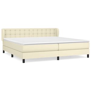 vidaXL Cama com molas/colch&atilde;o 200x200 cm couro artificial cor creme
