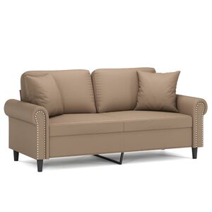 vidaXL Sof&aacute; 2 lugares + almofadas 140 cm couro artificial cappuccino