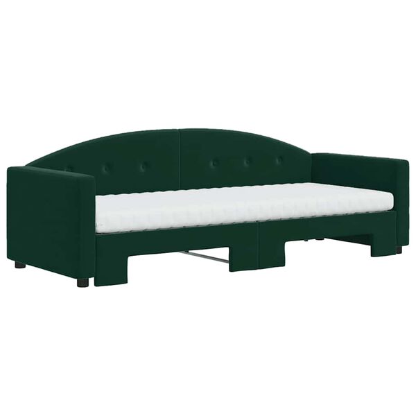 vidaXL Sof&aacute;-cama c/ gavet&atilde;o e colch&otilde;es 80x200cm veludo verde-escuro