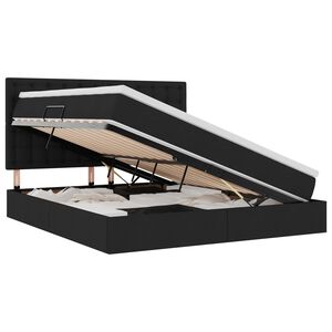 vidaXL Cama com arruma&ccedil;&atilde;o e colch&atilde;o Preto 160 x 200 cm Poli&eacute;ster