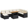 vidaXL 9 pcs conjunto sof&aacute;s p/ jardim almofad&otilde;es vime PE/ac&aacute;cia preto
