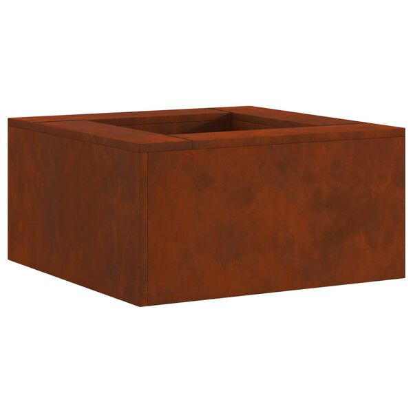 vidaXL Fire Pit Castanho 60 x 60 x 30 cm A&ccedil;o resistente &agrave;s intemp&eacute;ries