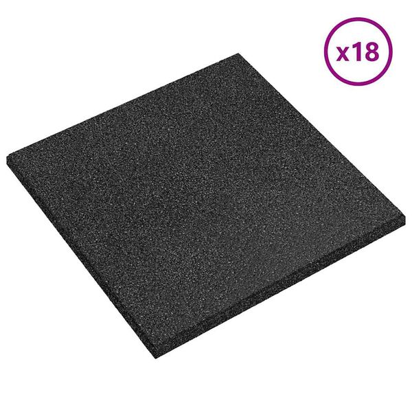 vidaXL Ladrilhos prote&ccedil;&atilde;o contra quedas 18 pcs borracha 50x50x3cm preto
