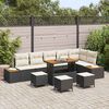 vidaXL Conjunto de Sof&aacute; de Jardim 10 pcs Preto Rattan Sint&eacute;tico