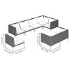 vidaXL 8 pcs conj. lounge jardim c/ almofad&otilde;es vime PE cinzento-escuro