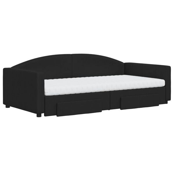 vidaXL Sof&aacute;-cama com gavet&atilde;o e gavetas 100x200 cm tecido preto