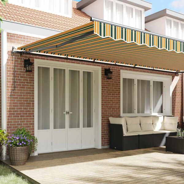 vidaXL Toldo Retr&aacute;til Verde e amarelo 600 &times; 300 cm Tecido e Alum&iacute;nio