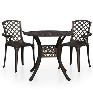 vidaXL 3 pcs conjunto de bistr&ocirc; alum&iacute;nio fundido bronze