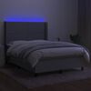 vidaXL Cama box spring c/ colch&atilde;o e LED 140x190 cm tecido cinza-claro