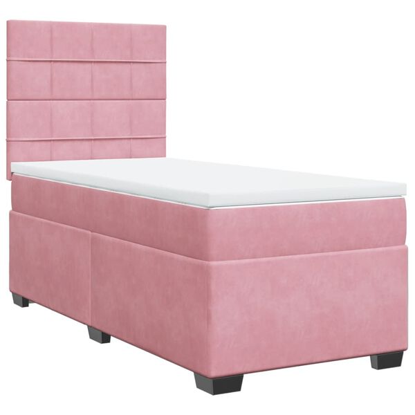 vidaXL Cama com molas/colch&atilde;o 80x200 cm veludo rosa