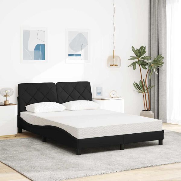 vidaXL Cama com colchão 120x200 cm tecido preto