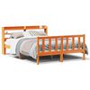 vidaXL Estrutura cama c/ cabeceira 140x200cm pinho maci&ccedil;o castanho-mel
