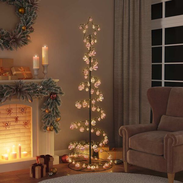 vidaXL &Aacute;rvore de Natal LED com Baubles 120 LEDs Branco Quente 180 cm