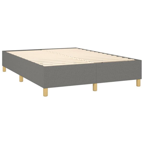 vidaXL Cama com molas/colch&atilde;o 140x190 cm tecido cinzento-escuro
