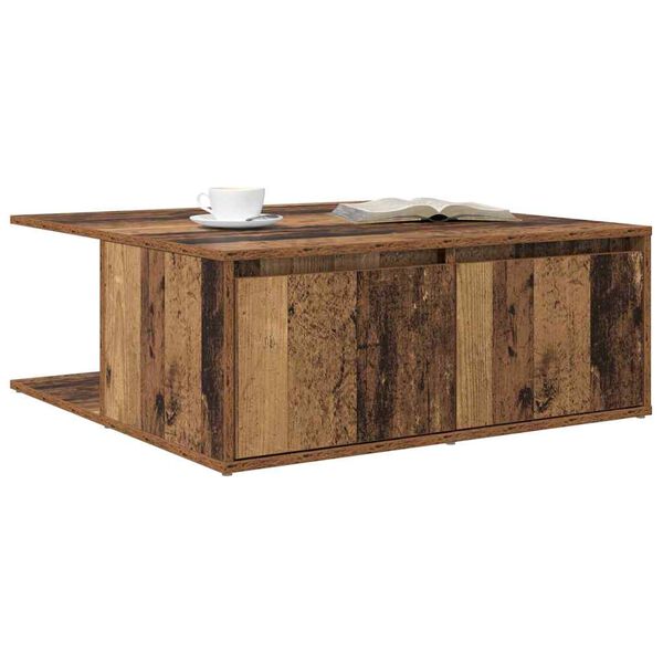 vidaXL Mesa de centro com gaveta Madeira antiga 80 x 80 x 31 cm