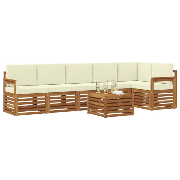 vidaXL Conjunto de Sof&aacute; Sectional com almofada 7 pcs Natural e Creme