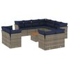 vidaXL 12 pcs conjunto sof&aacute;s p/ jardim c/ almofad&otilde;es vime PE cinzento