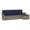vidaXL Conjunto de Sof&aacute; de Jardim 5 unid. Cinza e Azul Marinho vime PE