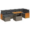 vidaXL 8 pcs conjunto sof&aacute;s jardim almofad&otilde;es vime PE/ac&aacute;cia cinzento