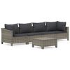 vidaXL 5 pcs conjunto lounge de jardim c/ almofad&otilde;es vime PE cinzento
