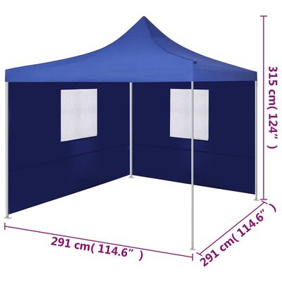 vidaXL Tenda dobrável com 2 paredes 3x3 m azul