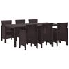 vidaXL Conjunto de Jantar para Jardim 7 unid. Castanho Polipropileno