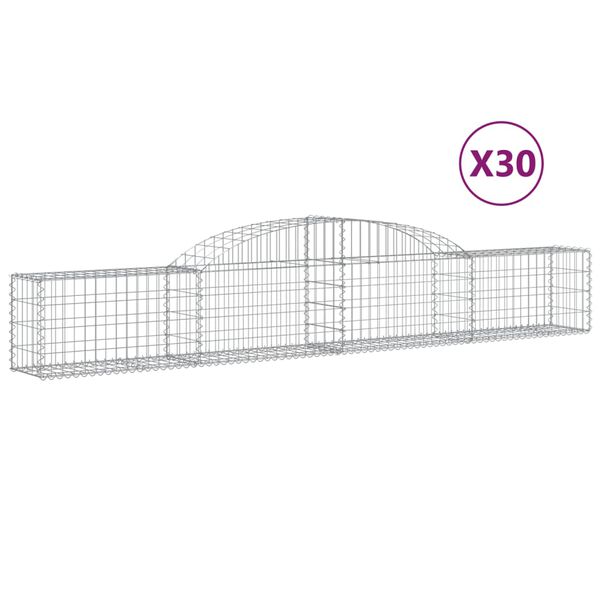 vidaXL Cestos gabi&atilde;o arqueados 30 pcs 300x30x40/60cm ferro galvanizado