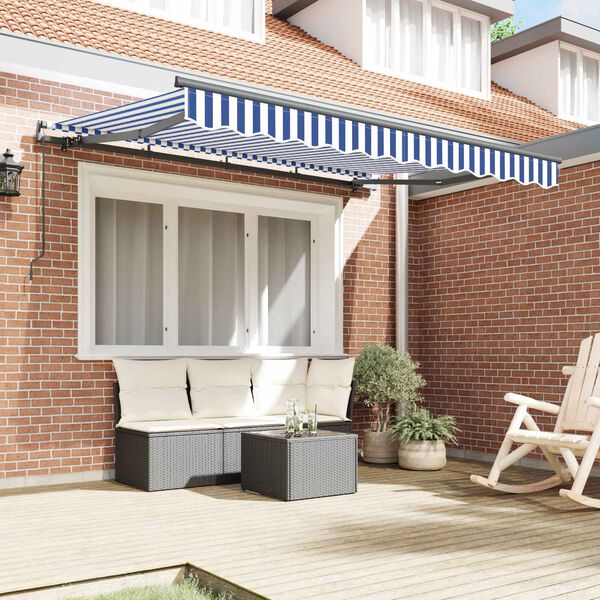 vidaXL Toldo Retr&aacute;til Manual Azul 250 x 200 cm tecido