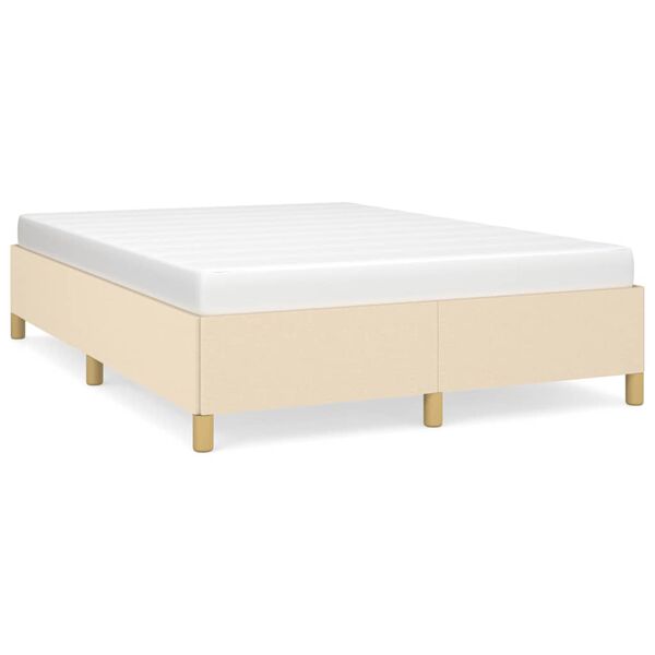 vidaXL Estrutura de cama sem colchão 140x200 cm tecido cor creme