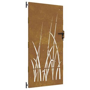 vidaXL Port&atilde;o de jardim 85x175 cm a&ccedil;o corten design erva