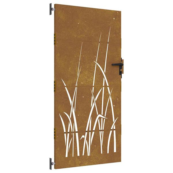 vidaXL Port&atilde;o de jardim 85x175 cm a&ccedil;o corten design erva