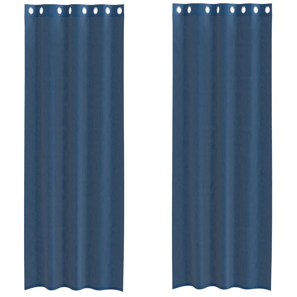 vidaXL Cortinas de voile com ilh&oacute;s 2 pcs azul real
