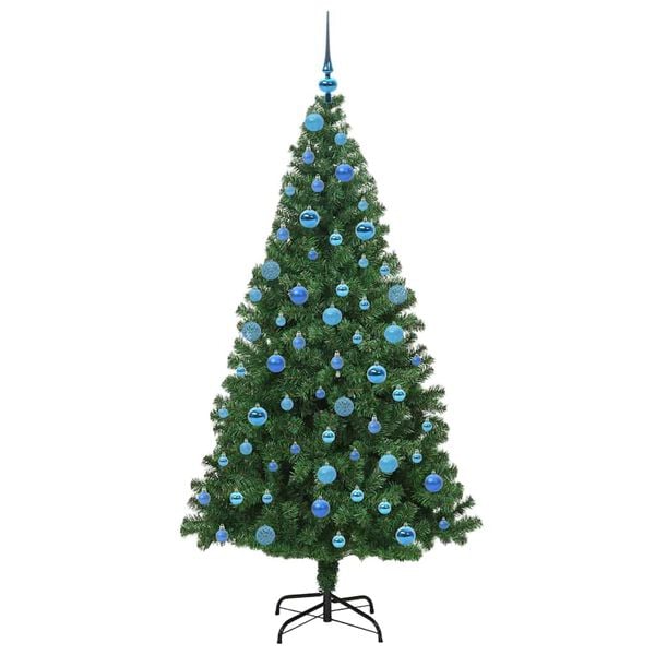 vidaXL &Aacute;rvore de Natal Artificial Pr&eacute;-iluminada de Cabe&ccedil;a para Baixo com Conjunto de Bolas