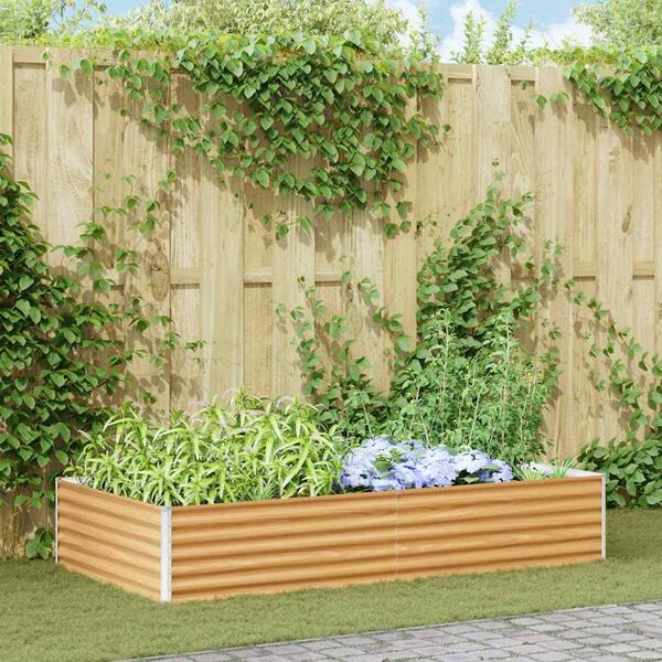 vidaXL Canteiro elevado de jardim 195x100x36 cm a&ccedil;o corten