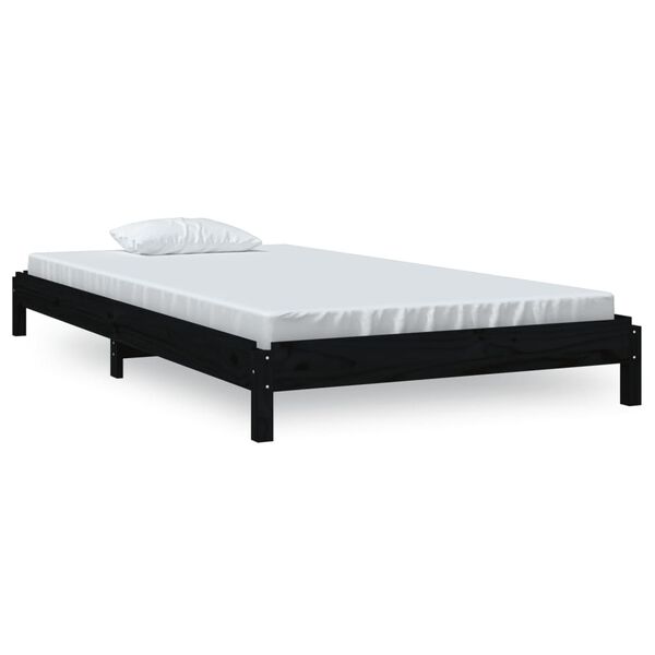 vidaXL Cama empilhável 80 x 200 cm madeira de pinho maciça preto