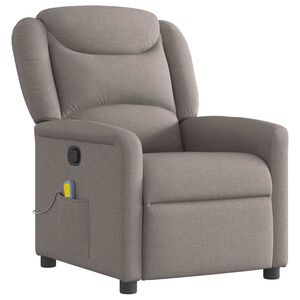 vidaXL Poltrona de massagens reclin&aacute;vel tecido cinzento-acastanhado