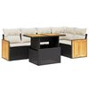 vidaXL 6 pcs conjunto sof&aacute;s de jardim c/ almofad&otilde;es vime PE preto