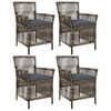 vidaXL Cadeira para Exterior 4 pcs Cinza e Cinza Escuro vime PE